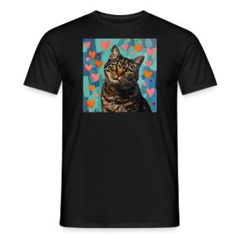 Katze, katzenmotiv, popart, geschenk, geschenkidee - Männer T-Shirt - Schwarz - Vorne - AI Model Male 178 light (178cm)
