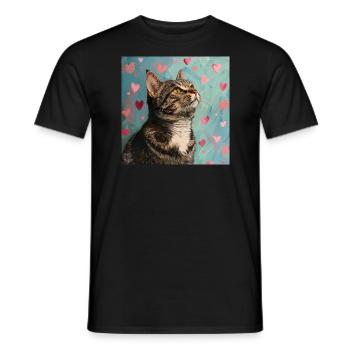 Katze, katzenmotiv, popart, geschenk, geschenkidee - Männer T-Shirt - Schwarz - Vorne - AI Model Male 178 light (178cm)