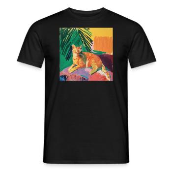 Katze, katzenmotiv, popart, geschenk, geschenkidee - Männer T-Shirt - Schwarz - Vorne - AI Model Male 178 light (178cm)