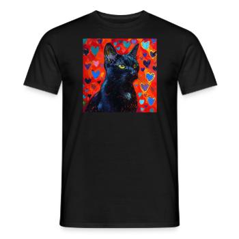 Katze, katzenmotiv, popart, geschenk, geschenkidee - Männer T-Shirt - Schwarz - Vorne - AI Model Male 178 light (178cm)