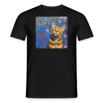 Katze, katzenmotiv, popart, geschenk, geschenkidee - Männer T-Shirt - Schwarz - Vorne - AI Model Male 178 light (178cm)
