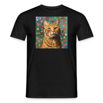 Katze, katzenmotiv, popart, geschenk, geschenkidee - Männer T-Shirt - Schwarz - Vorne - AI Model Male 178 light (178cm)