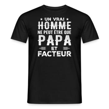 A Real Man Is Just a Dad and Postman - Men's T-Shirt - black - Front - AI Model Male 178 light (178cm)