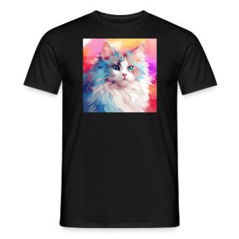 Katze, katzenmotiv, anime, geschenk, geschenkideen - Männer T-Shirt - Schwarz - Vorne - AI Model Male 178 light (178cm)