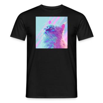 Katze, katzenmotiv, anime, geschenk, geschenkideen - Männer T-Shirt - Schwarz - Vorne - AI Model Male 178 light (178cm)