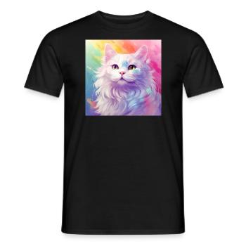 Katze, katzenmotiv, anime, geschenk, geschenkideen - Männer T-Shirt - Schwarz - Vorne - AI Model Male 178 light (178cm)