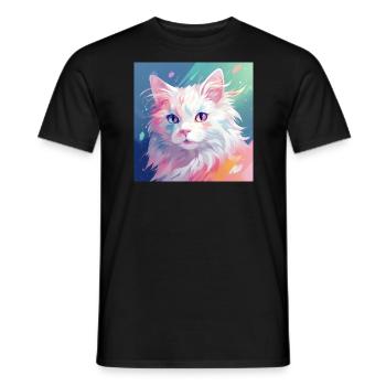 Katze, katzenmotiv, anime, geschenk, geschenkideen - Männer T-Shirt - Schwarz - Vorne - AI Model Male 178 light (178cm)