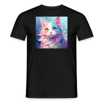 Katze, katzenmotiv, anime, geschenk, geschenkideen - Männer T-Shirt - Schwarz - Vorne - AI Model Male 178 light (178cm)