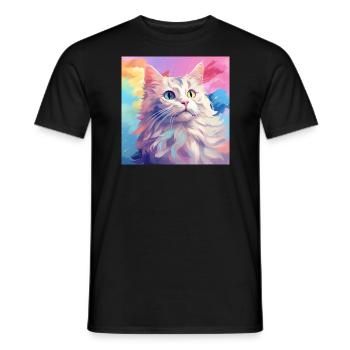 Katze, katzenmotiv, anime, geschenk, geschenkideen - Männer T-Shirt - Schwarz - Vorne - AI Model Male 178 light (178cm)