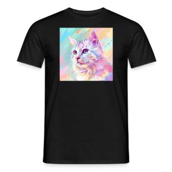Katze, katzenmotiv, anime, geschenk, geschenkideen - Männer T-Shirt - Schwarz - Vorne - AI Model Male 178 light (178cm)