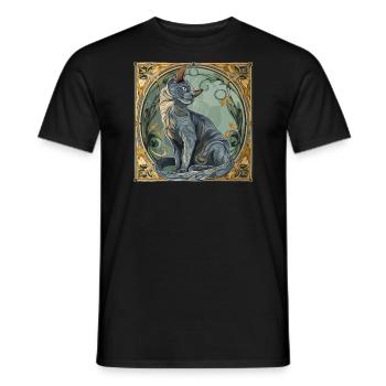 Katze, katzenmotiv, geschenk, geschenkideen katzen - Männer T-Shirt - Schwarz - Vorne - AI Model Male 178 light (178cm)