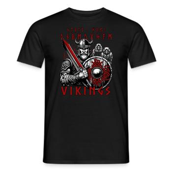 Walhalla Wikingergott Odin mit Raben, Schwert - Männer T-Shirt - Schwarz - Vorne - AI Model Male 178 light (178cm)