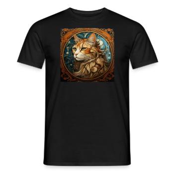 Katze, katzenmotiv, vintage, geschenk - Männer T-Shirt - Schwarz - Vorne - AI Model Male 178 light (178cm)