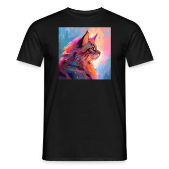 Katze, katzenmotiv, anime, geschenk, geschenkideen - Männer T-Shirt - Schwarz - Vorne - AI Model Male 178 light (178cm)