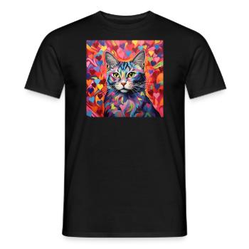Katze, katzenmotiv, herz, geschenk, geschenkideen - Männer T-Shirt - Schwarz - Vorne - AI Model Male 178 light (178cm)