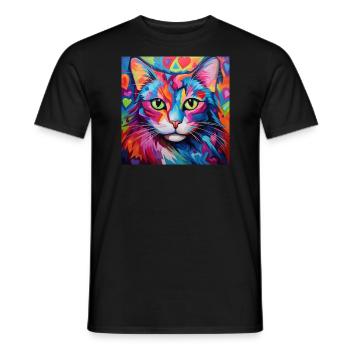 Katze, katzenmotiv, herz, geschenk, geschenkideen - Männer T-Shirt - Schwarz - Vorne - AI Model Male 178 light (178cm)