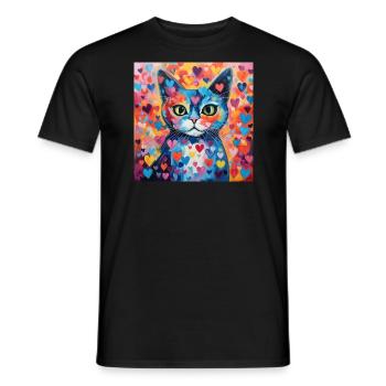 Katze, katzenmotiv, herz, geschenk, geschenkideen - Männer T-Shirt - Schwarz - Vorne - AI Model Male 178 light (178cm)
