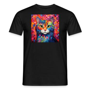 Katze, katzenmotiv, herz, geschenk, geschenkideen - Männer T-Shirt - Schwarz - Vorne - AI Model Male 178 light (178cm)