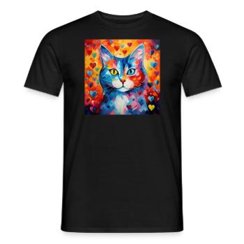 Katze, katzenmotiv, herz, geschenk, geschenkideen - Männer T-Shirt - Schwarz - Vorne - AI Model Male 178 light (178cm)