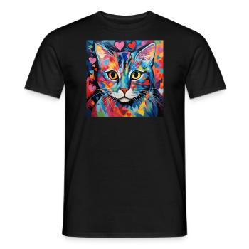 Katze, katzenmotiv, herz, geschenk, geschenkideen - Männer T-Shirt - Schwarz - Vorne - AI Model Male 178 light (178cm)
