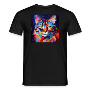 Katze, katzenmotiv, bunt, geschenk, geschenkideen - Männer T-Shirt - Schwarz - Vorne - AI Model Male 178 light (178cm)