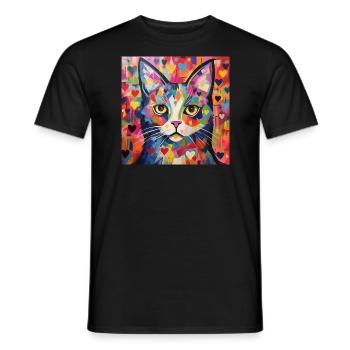 Katze, katzenmotiv, herz, geschenk, geschenkideen - Männer T-Shirt - Schwarz - Vorne - AI Model Male 178 light (178cm)