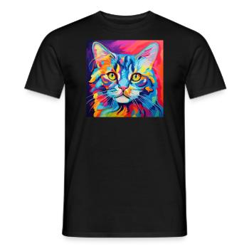 Katze, katzenmotiv, bunt, geschenk, geschenkideen - Männer T-Shirt - Schwarz - Vorne - AI Model Male 178 light (178cm)