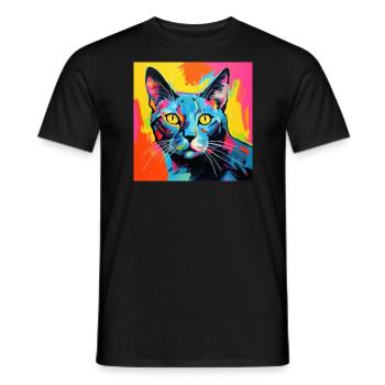 Katze, katzenmotiv, popart, geschenk, geschenkidee - Männer T-Shirt - Schwarz - Vorne - AI Model Male 178 light (178cm)