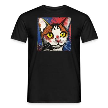 Katze, katzenmotiv, comic, geschenk, geschenkideen - Männer T-Shirt - Schwarz - Vorne - AI Model Male 178 light (178cm)
