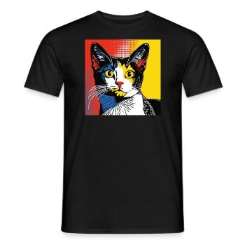 Katze, katzenmotiv, comic, geschenk, geschenkideen - Männer T-Shirt - Schwarz - Vorne - AI Model Male 178 light (178cm)