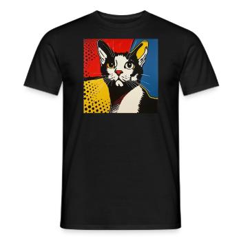 cat, cat motif, comic, gift, gift ideas - Men's T-Shirt - black - Front - AI Model Male 178 light (178cm)