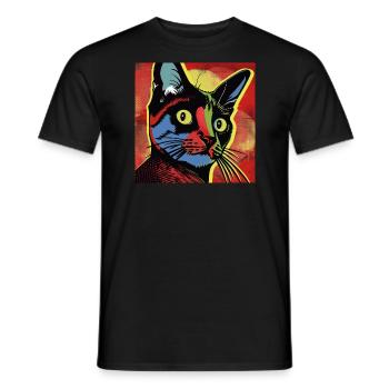 Chat, motif de chat, bande dessinée - T-shirt homme - noir - Devant - AI Model Male 178 light (178cm)