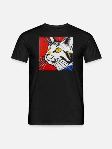 Cat, cat motif, comic - Men's T-Shirt - black