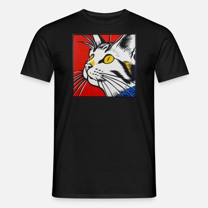Cat, cat motif, comic - Men’s T-shirt - black