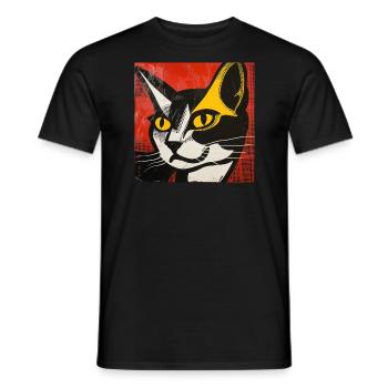 Katze, katzenmotiv, comic, geschenk, geschenkideen - Männer T-Shirt - Schwarz - Vorne - AI Model Male 178 light (178cm)