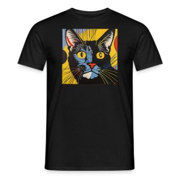 Chat, motif de chat, bande dessinée - T-shirt homme - noir - Devant - AI Model Male 178 light (178cm)