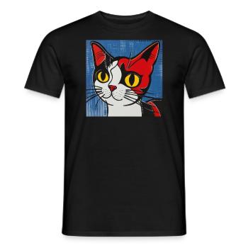 Chat, motif de chat, bande dessinée - T-shirt homme - noir - Devant - AI Model Male 178 light (178cm)