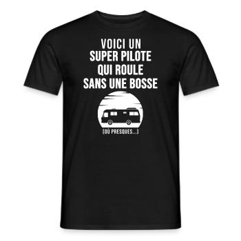 Camping cadeau papa papy camping car - T-shirt homme - noir - Devant - AI Model Male 178 light (178cm)