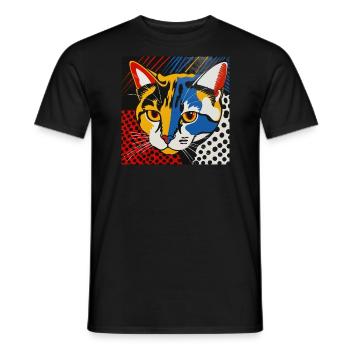 Chat, Motif De Chat - T-shirt homme - noir - Devant - AI Model Male 178 light (178cm)