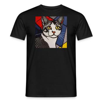 Cat, Cat Motif - Men's T-Shirt - black - Front - AI Model Male 178 light (178cm)