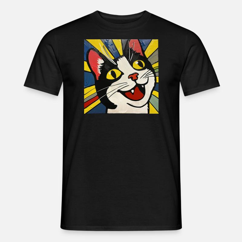 Chat, Motif De Chat - T-shirt homme - noir