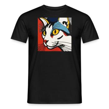 Cat, Cat Motif - Men's T-Shirt - black - Front - AI Model Male 178 light (178cm)
