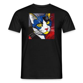 Cat, Cat Motif - Men's T-Shirt - black - Front - AI Model Male 178 light (178cm)