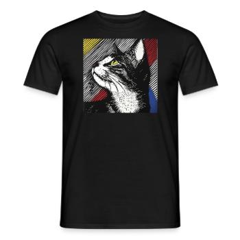 Cat, Cat Motif - Men's T-Shirt - black - Front - AI Model Male 178 light (178cm)