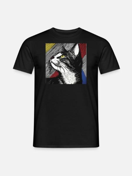 Chat, Motif De Chat - T-shirt homme - noir