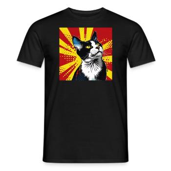 Chat, Motif De Chat - T-shirt homme - noir - Devant - AI Model Male 178 light (178cm)