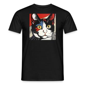Chat, Motif De Chat - T-shirt homme - noir - Devant - AI Model Male 178 light (178cm)