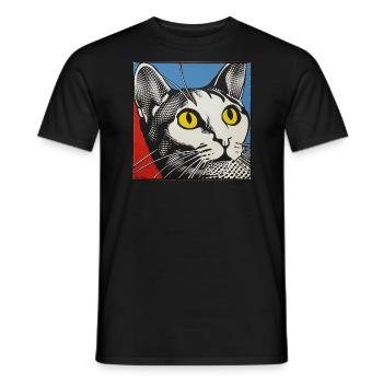 Cat, Cat Motif - Men's T-Shirt - black - Front - AI Model Male 178 light (178cm)