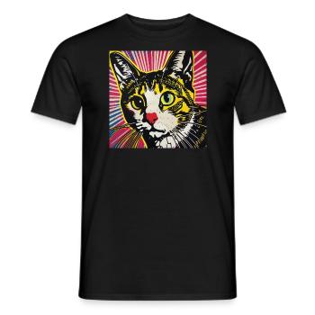 Cat, Cat Motif - Men's T-Shirt - black - Front - AI Model Male 178 light (178cm)