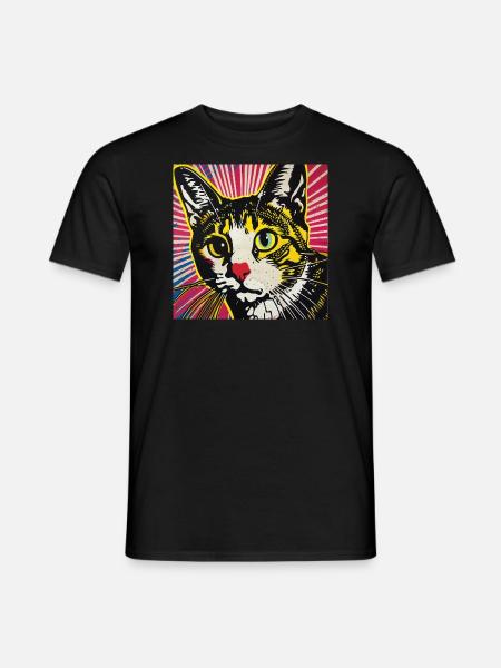 Chat, Motif De Chat - T-shirt homme - noir